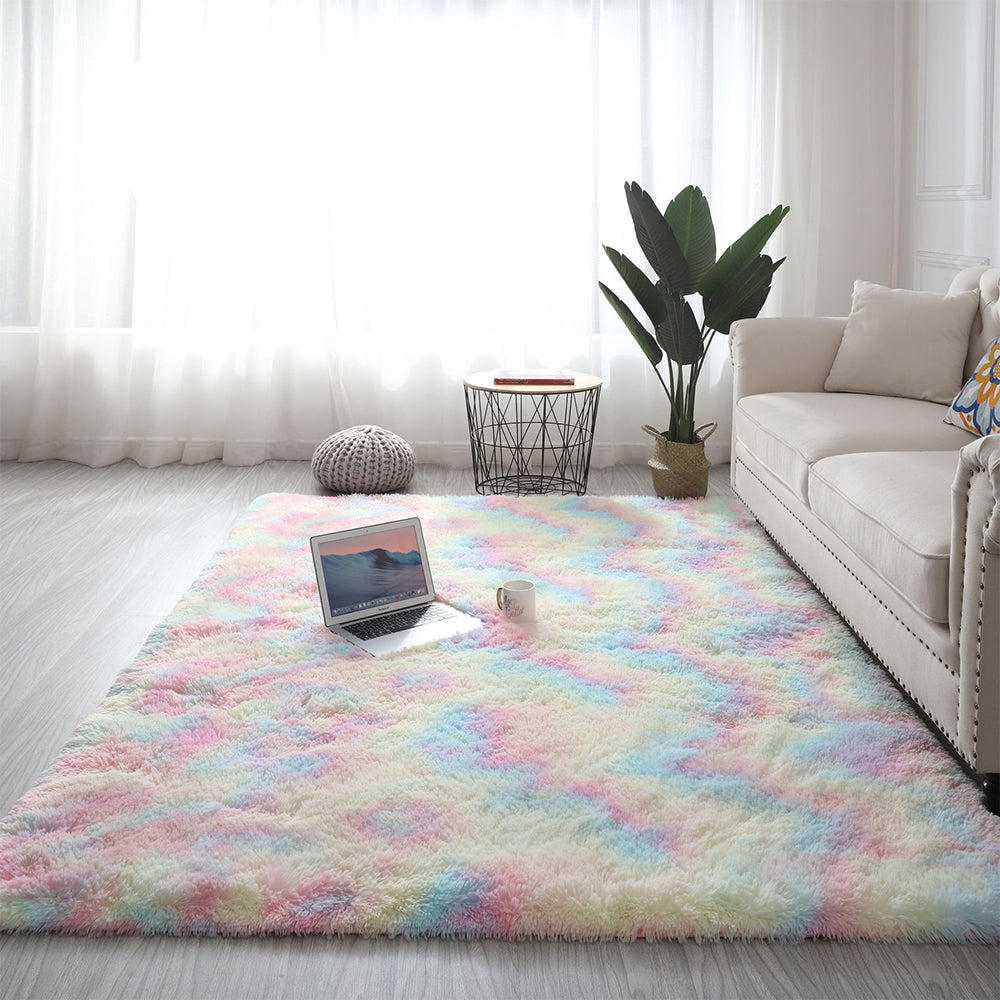 200x160cm Dye Fluffy Plush Rug Floor Carpet Colorful