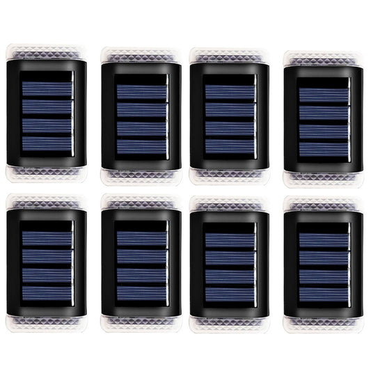 8Pcs Solar Step Lights Wall Lamp White Light and Warm Light