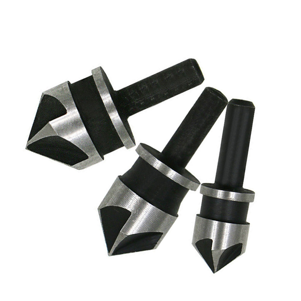 Set of 3Pcs Round Shank 5 Flute Countersink Drill Bit