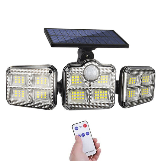 3 Head Motion Sensor Solar Light Wall Lamp with Remote Control