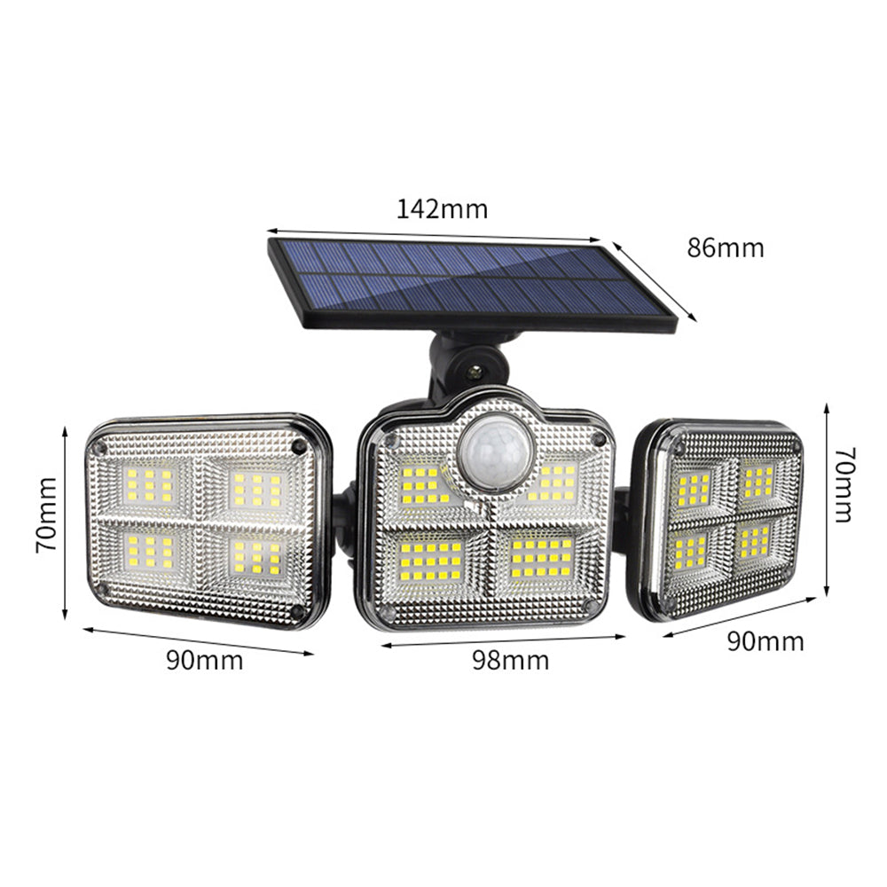 3 Head Motion Sensor Solar Light Wall Lamp with Remote Control
