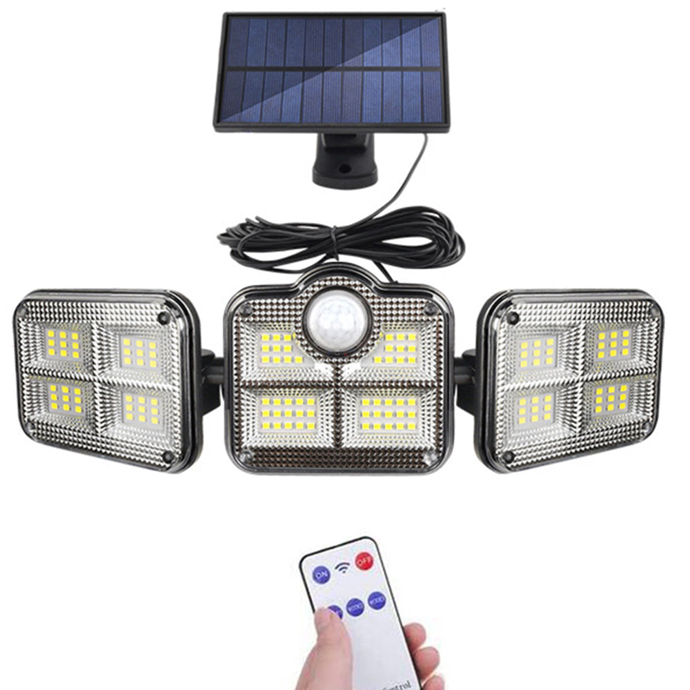 3 Head Motion Sensor Solar Light Wall Lamp with Remote Control