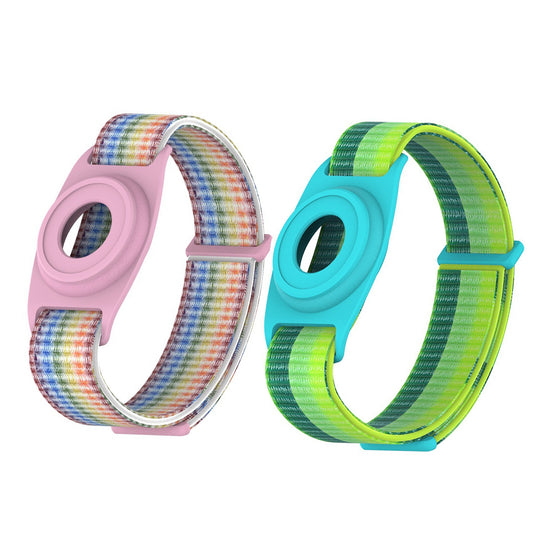 2Pcs Wristband Strap Tracker Protective Case for Airtag Green Pink