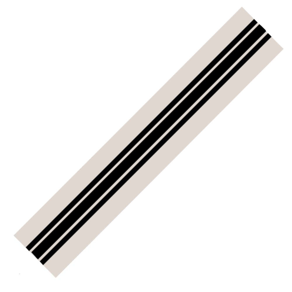 Linen Blended Polyester Table Runner Black Stripes