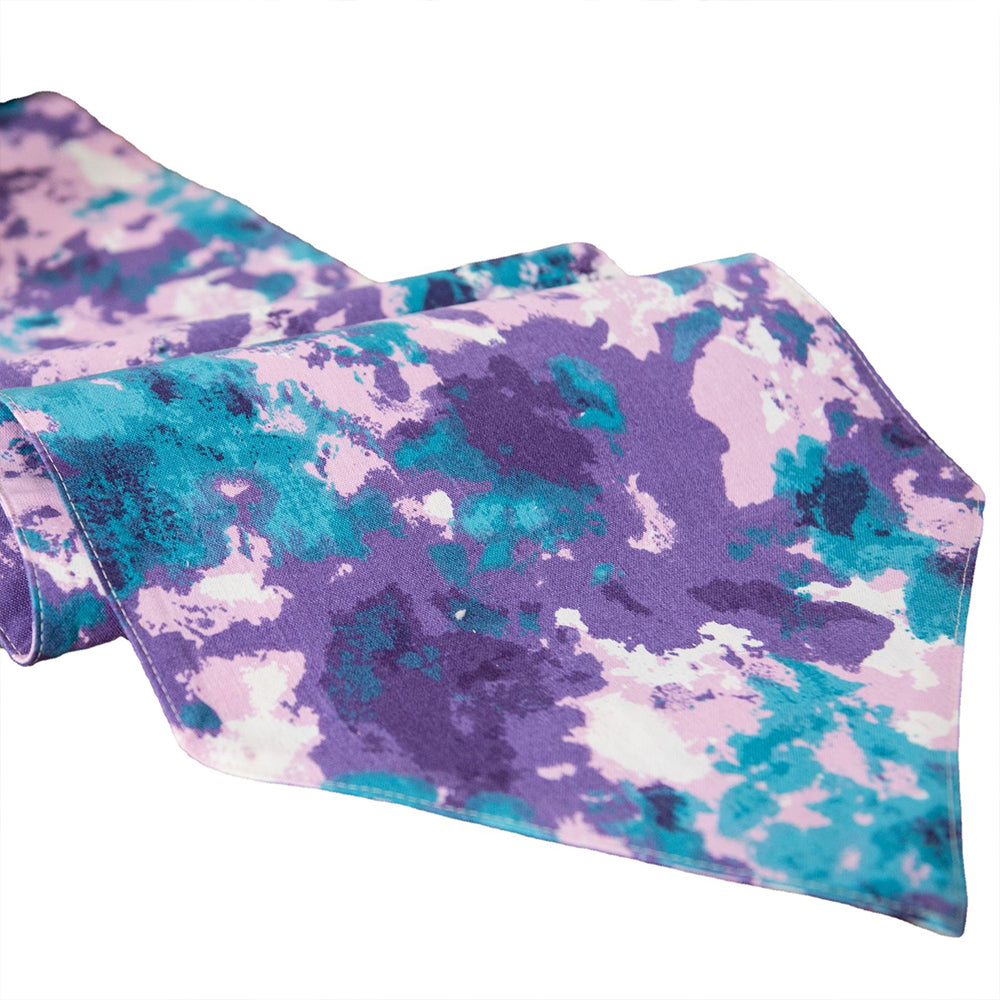 180x30cm Dye Printed Cotton Linen Table Runner Purple