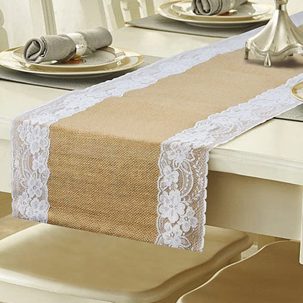 275x30cm Burlap Jute Lace Table Runner