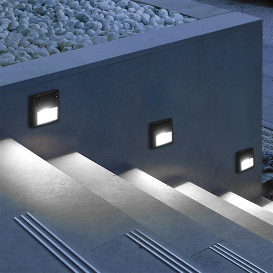 4Pcs Solar Powered Step Lights Fence Lamp White Light