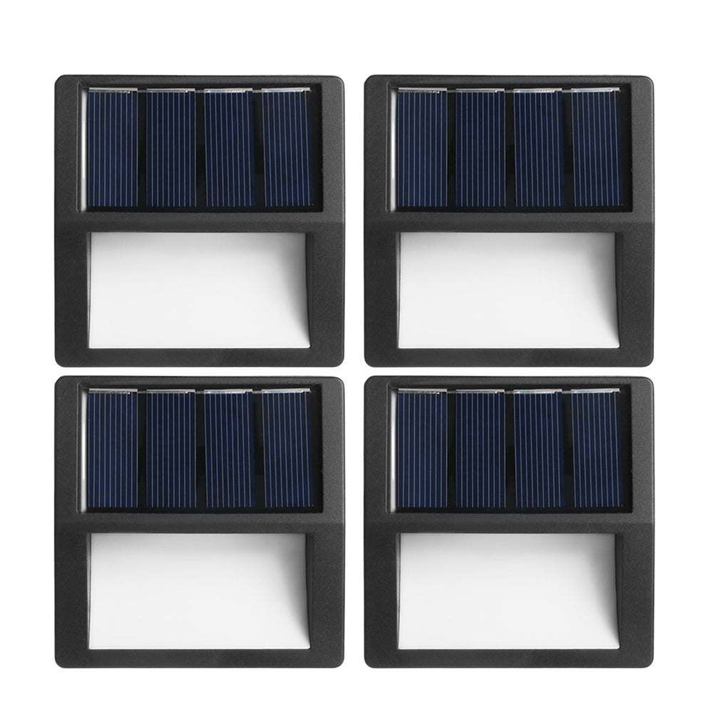 4Pcs Solar Powered Step Lights Fence Lamp White Light