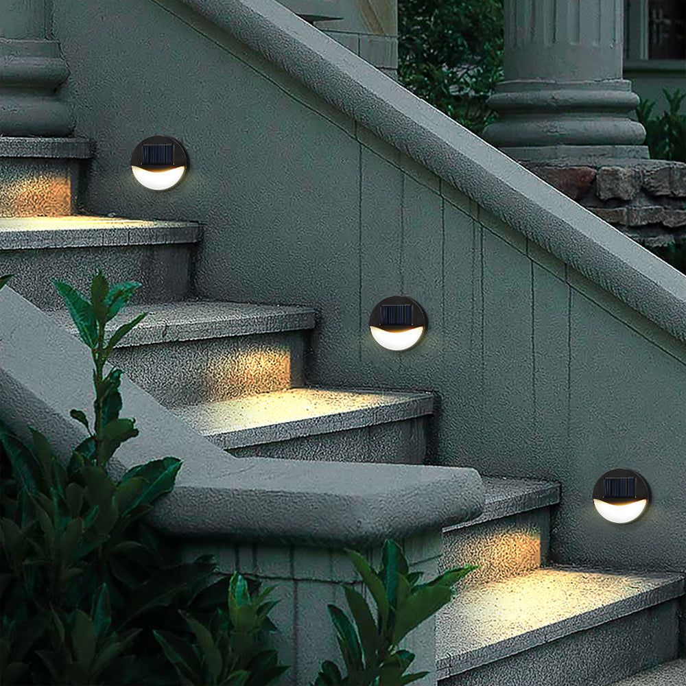 4Pcs Solar Powered Step Lights Fence Lamp Warm Light