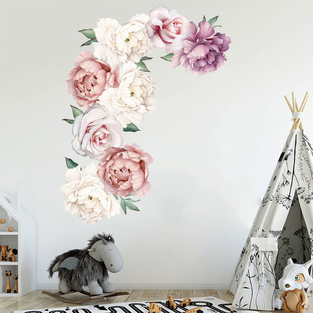 Set of 2 Self Adhesive Peony Flower Wall Sticker