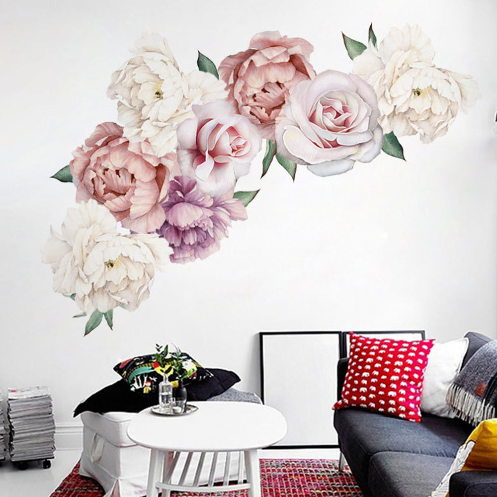 Set of 2 Self Adhesive Peony Flower Wall Sticker