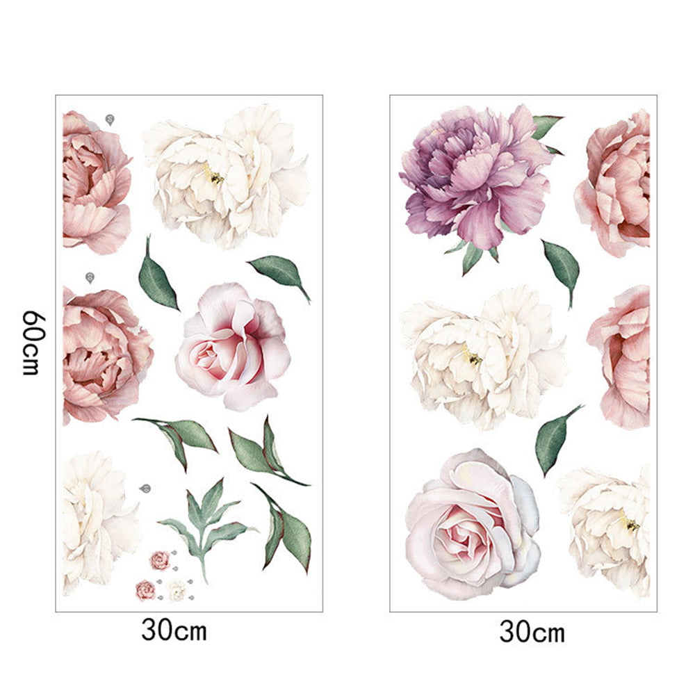 Set of 2 Self Adhesive Peony Flower Wall Sticker