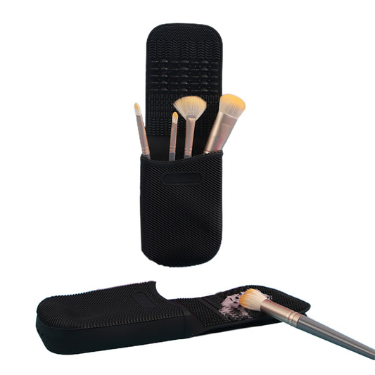 1X Silicone Makeup Brush Cleaning Mat Bag Black