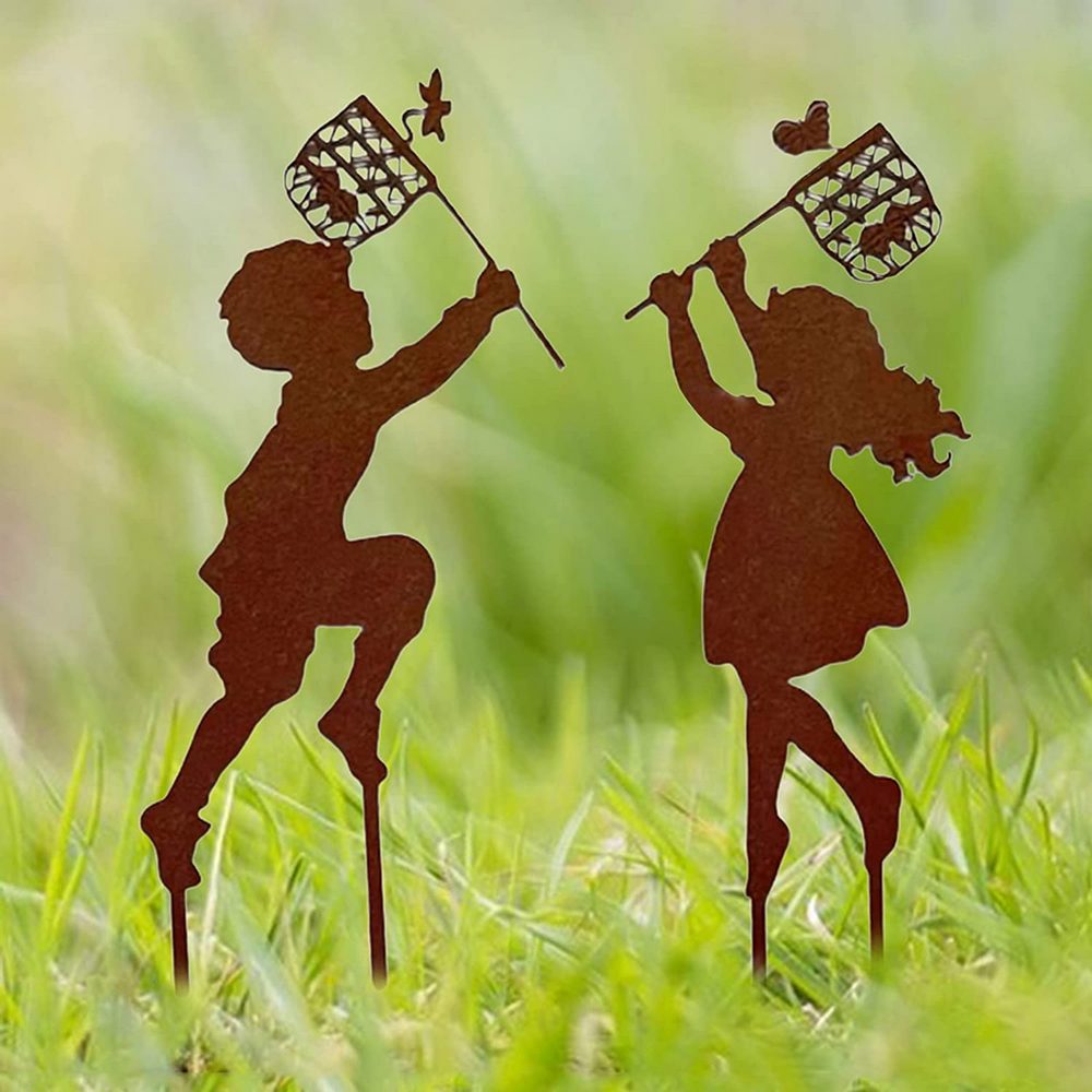 2X Metal Garden Silhouette Stake