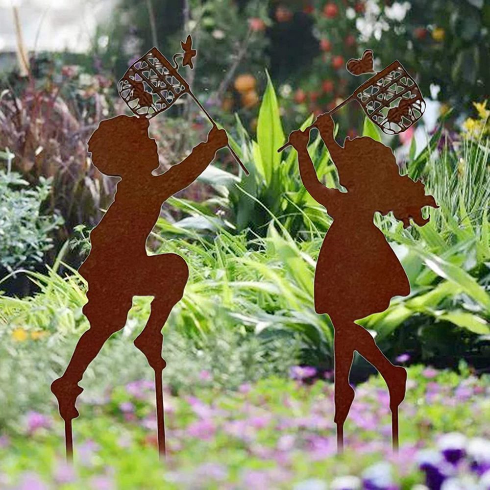 2X Metal Garden Silhouette Stake