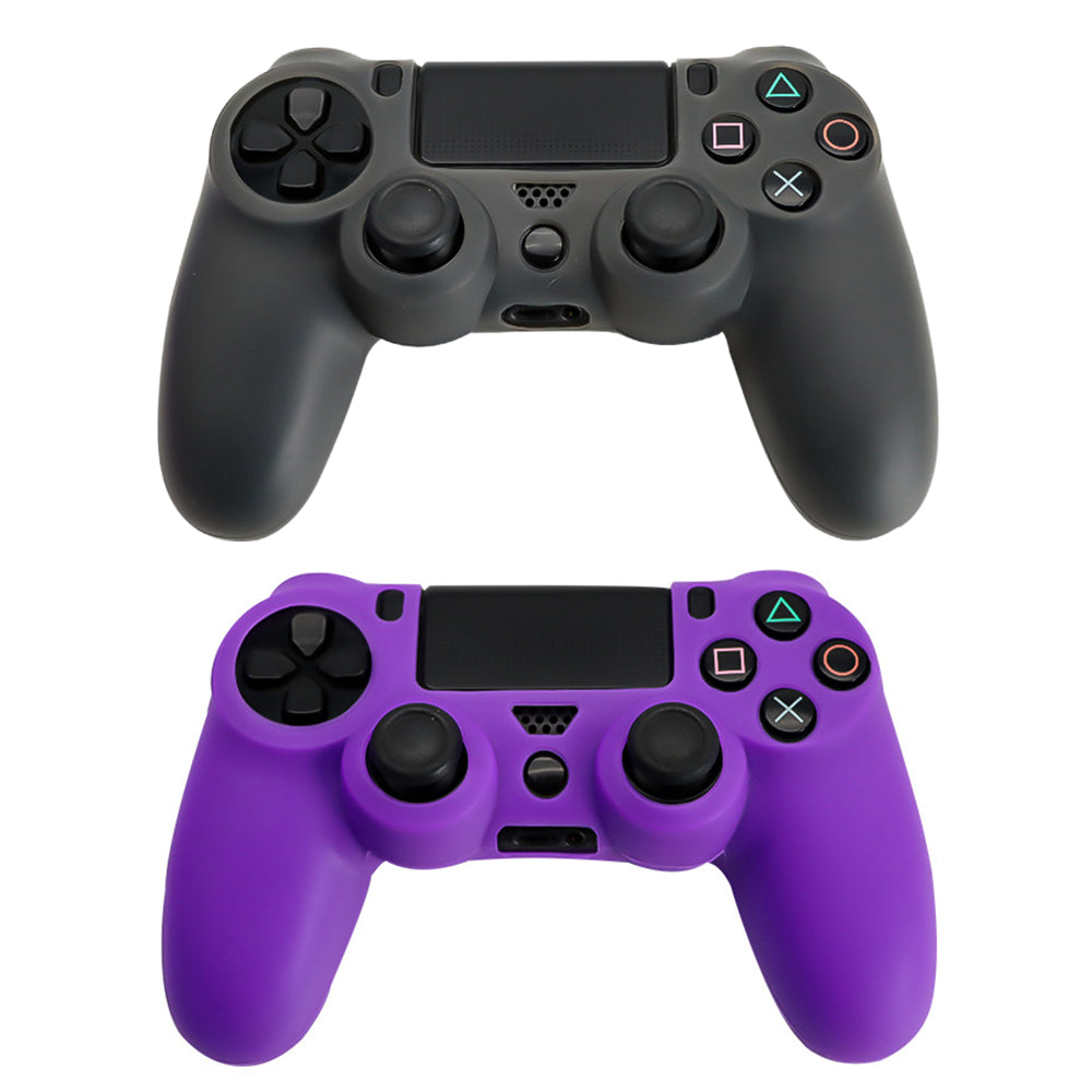 2 X Silicone Cover Grip Protective Case for Playstation PS4 Controller Purple Black