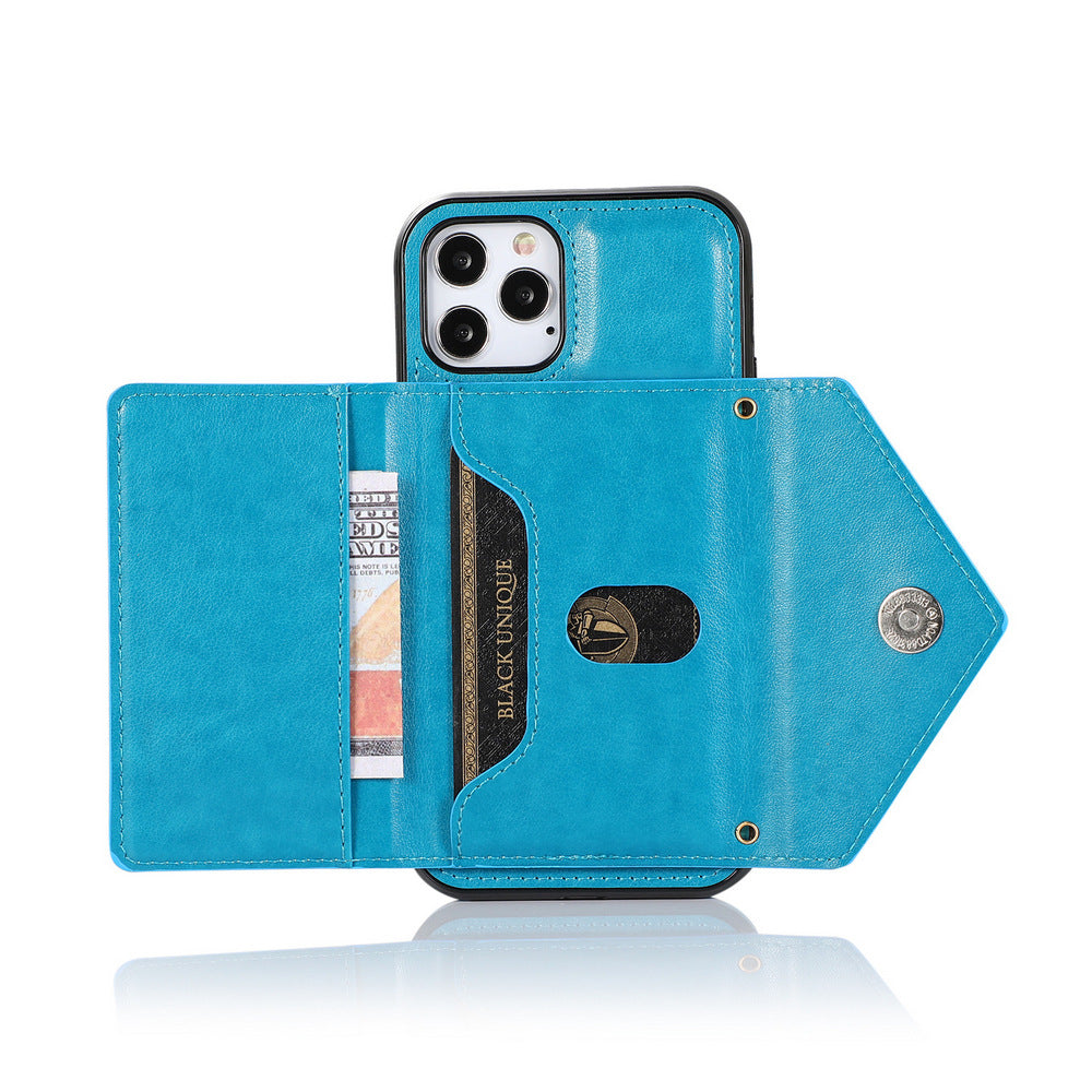 PU Leather Wallet Crossbody Phone Case for iPhone 13Promax Blue