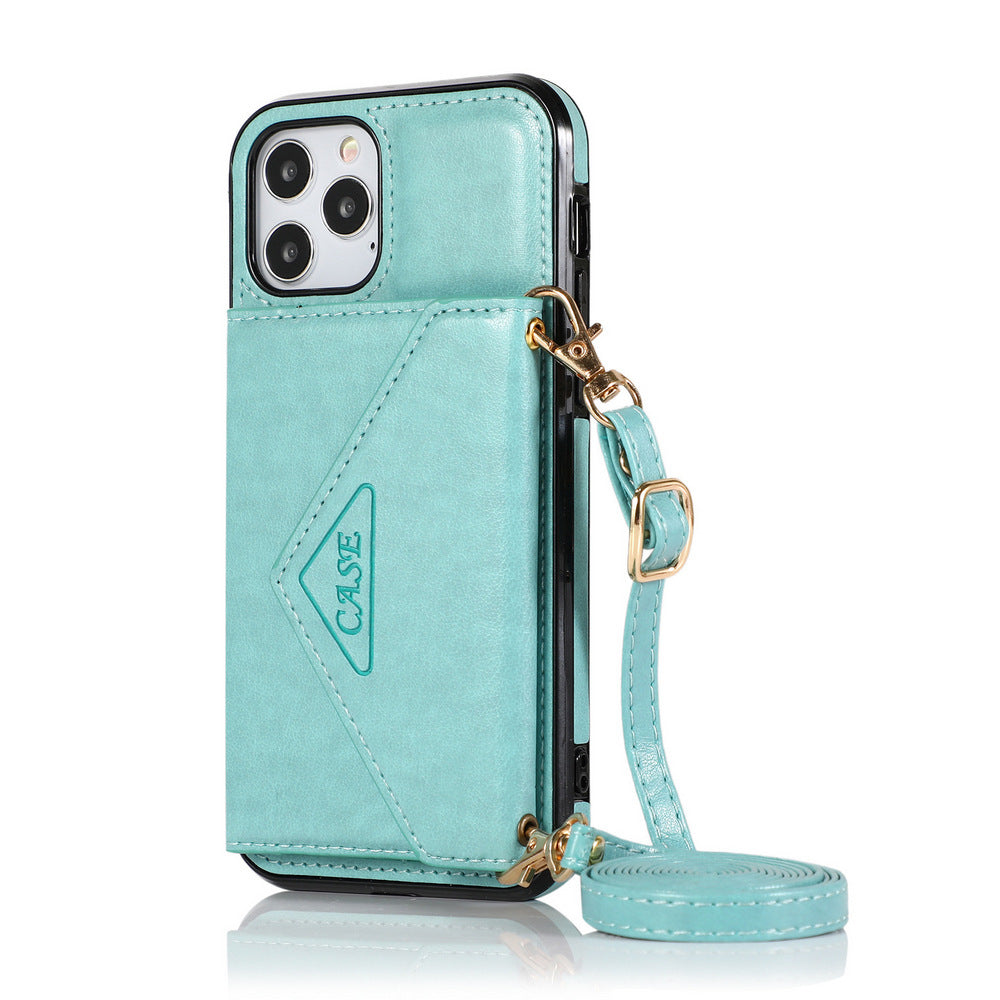PU Leather Wallet Crossbody Phone Case for iPhone 13Promax Blue