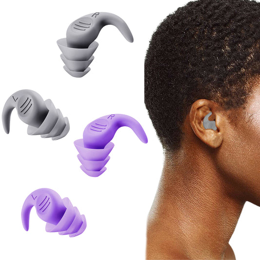 2 Pairs of Reusable Sleep Noise Reduction Ear Plugs Purple Grey