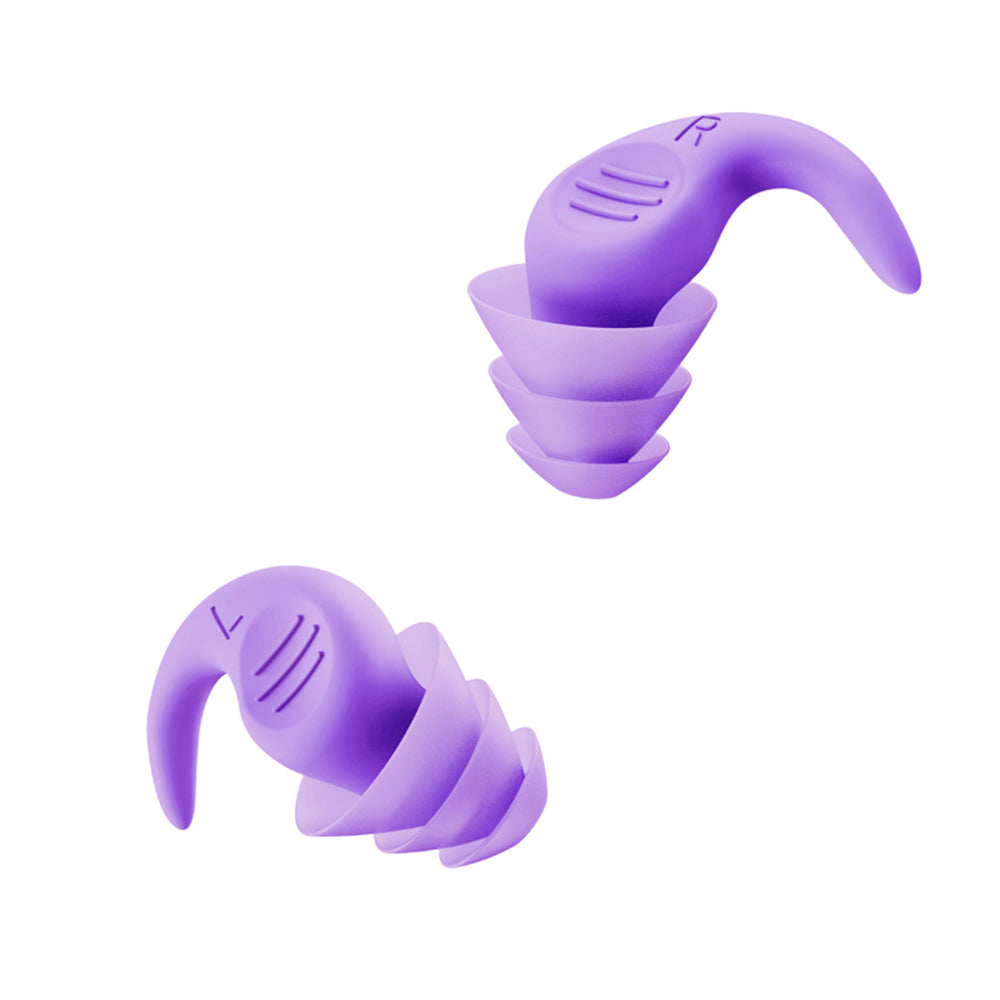 2 Pairs of Reusable Sleep Noise Reduction Ear Plugs Purple Grey