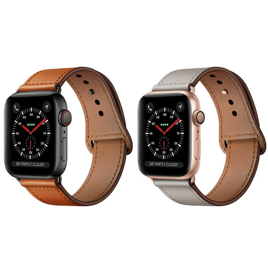 2X Genuine Leather Watch Band for Apple iWatch 42mm 44mm Brown Grey