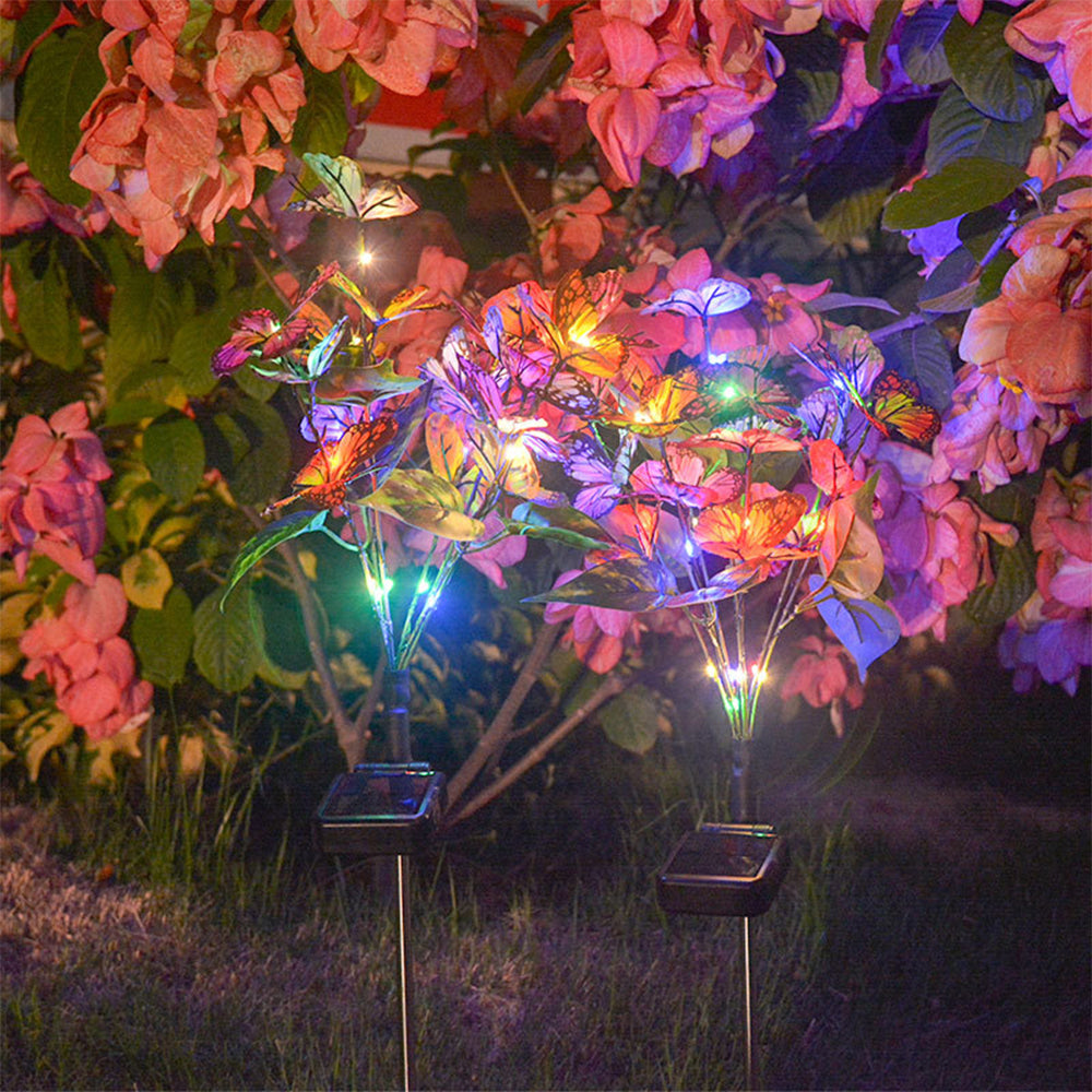 2Pcs Solar Butterfly Light Patio Walkway Lamp