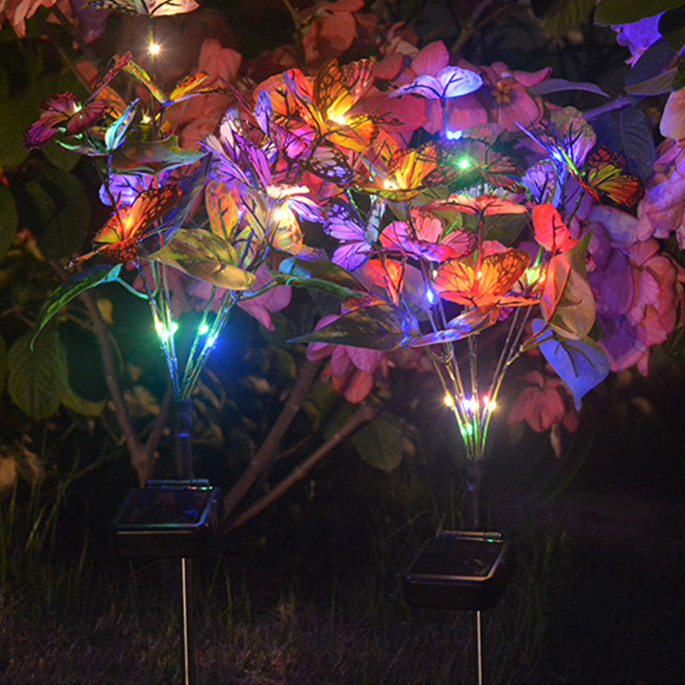2Pcs Solar Butterfly Light Patio Walkway Lamp