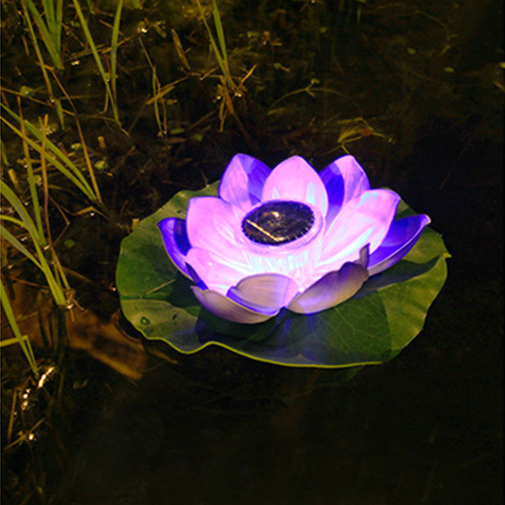 2Pcs Floating Solar Lotus Flower Light White Purple
