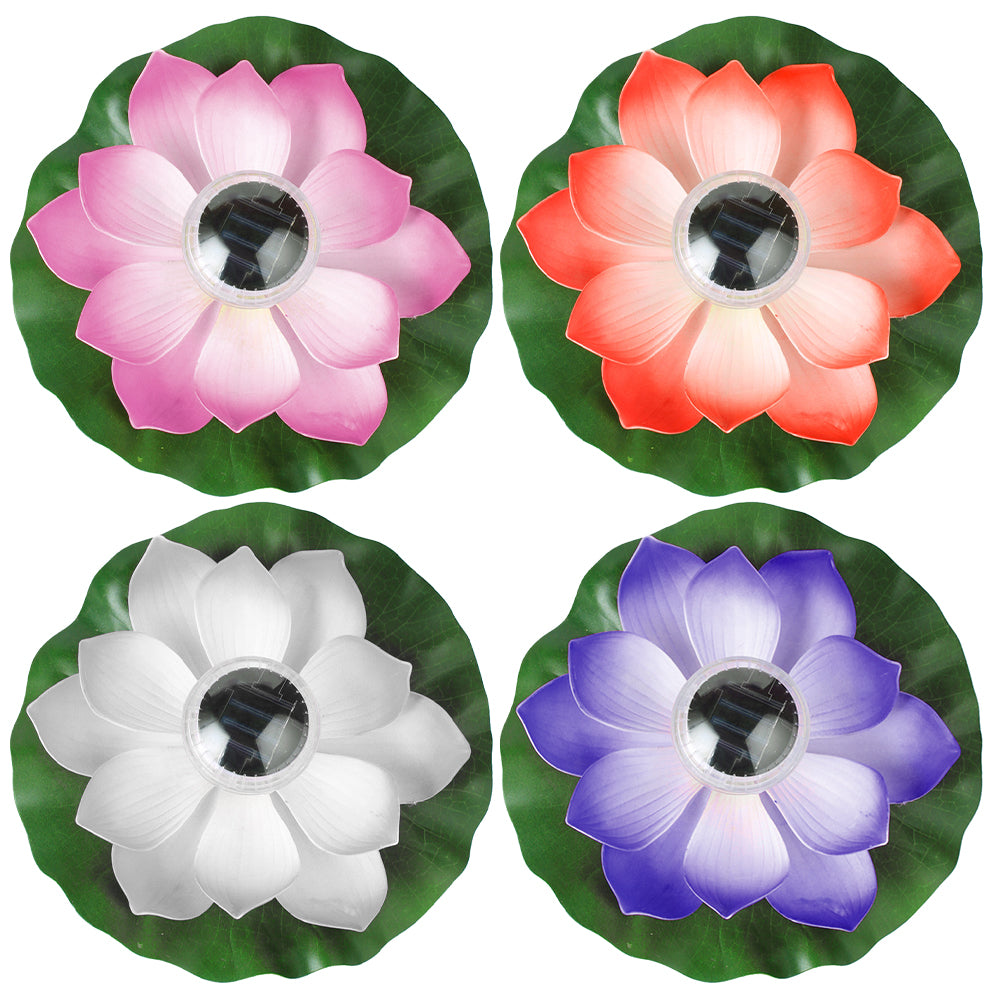 4Pcs Floating Solar Lotus Flower Light