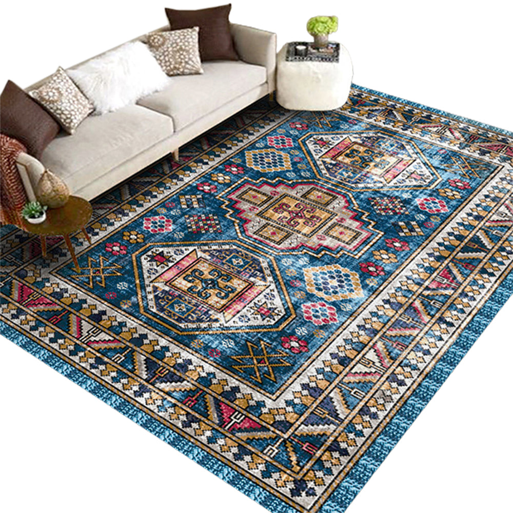 80x120cm Retro Persian Style Printed Rug Floor Carpet Floor Mat Home Decoration Blue
