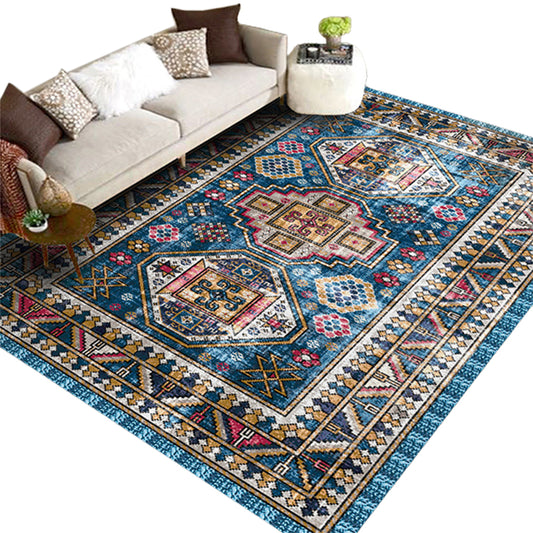 80x120cm Retro Persian Style Printed Rug Floor Carpet Floor Mat Home Decoration Blue