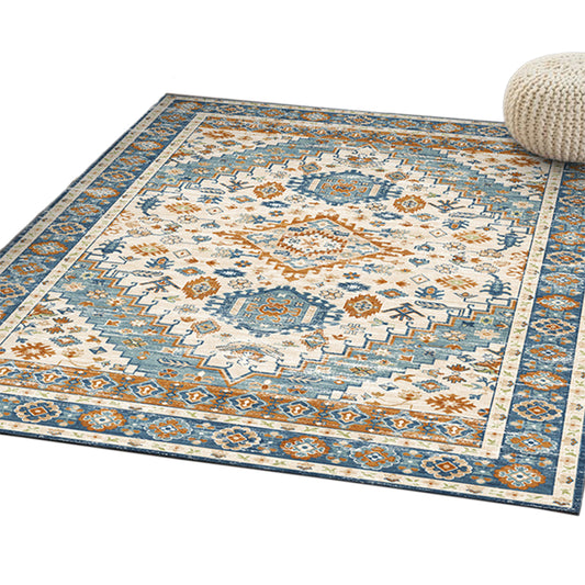 140x200cm Retro Persian Style Printed Rug Floor Carpet Floor Mat Home Decor Blue White