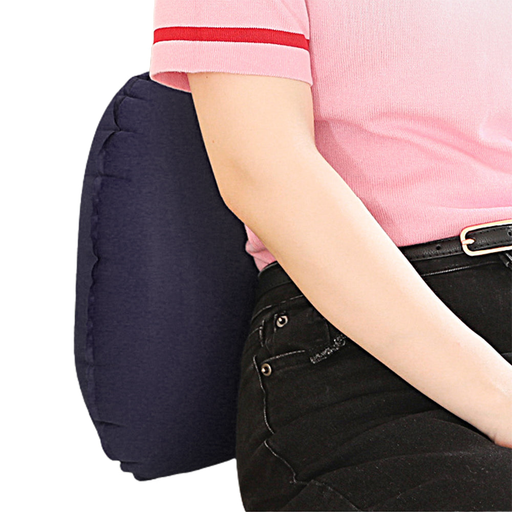 Inflatable Pillow Travel Air Pillow Eye Mask Earplugs Set Navy Blue