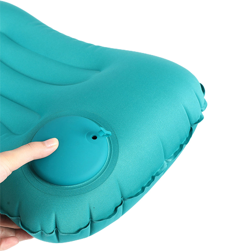 Inflatable Pillow Travel Air Pillow Eye Mask Earplugs Set Peacock Blue