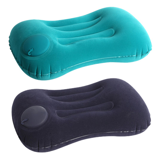 Inflatable Pillow Travel Air Pillow Eye Mask Earplugs Set Peacock Blue Navy Blue