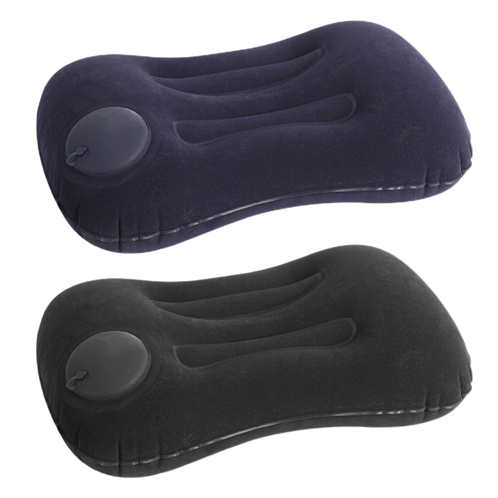 Inflatable Pillow Travel Air Pillow Eye Mask Earplugs Set Navy Blue Black