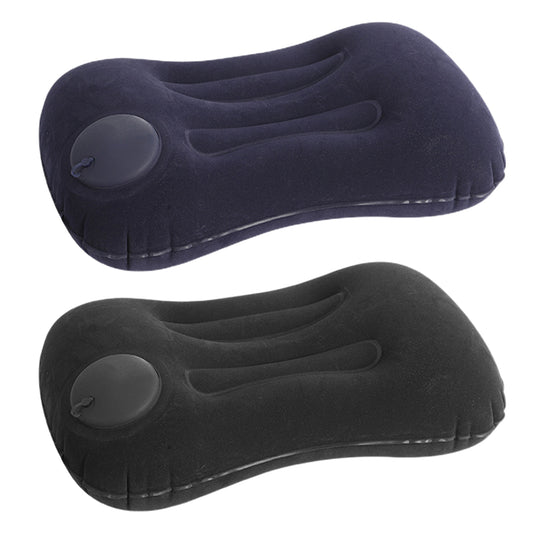 Inflatable Pillow Travel Air Pillow Eye Mask Earplugs Set Navy Blue Black