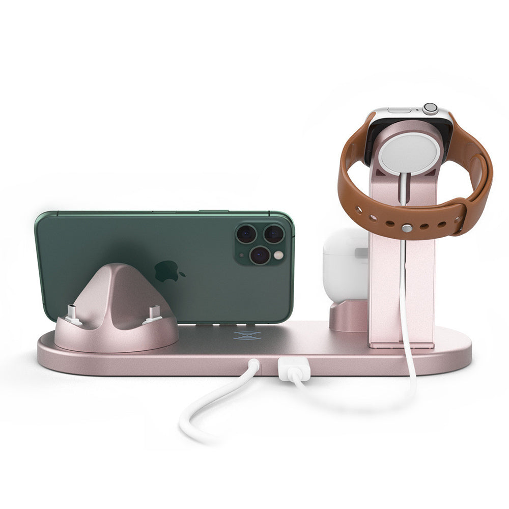 3 in 1 Wireless Charging Station for Apple iPhone Watch Headphone Rose Gold
