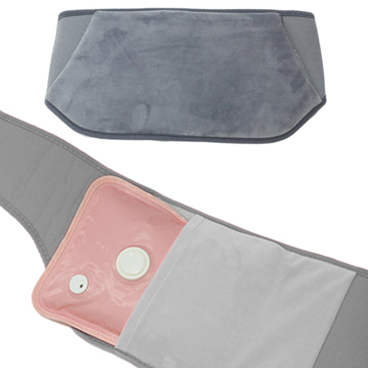 Hot Water Bottle Bag with Plush Waist Cover Belt Grey