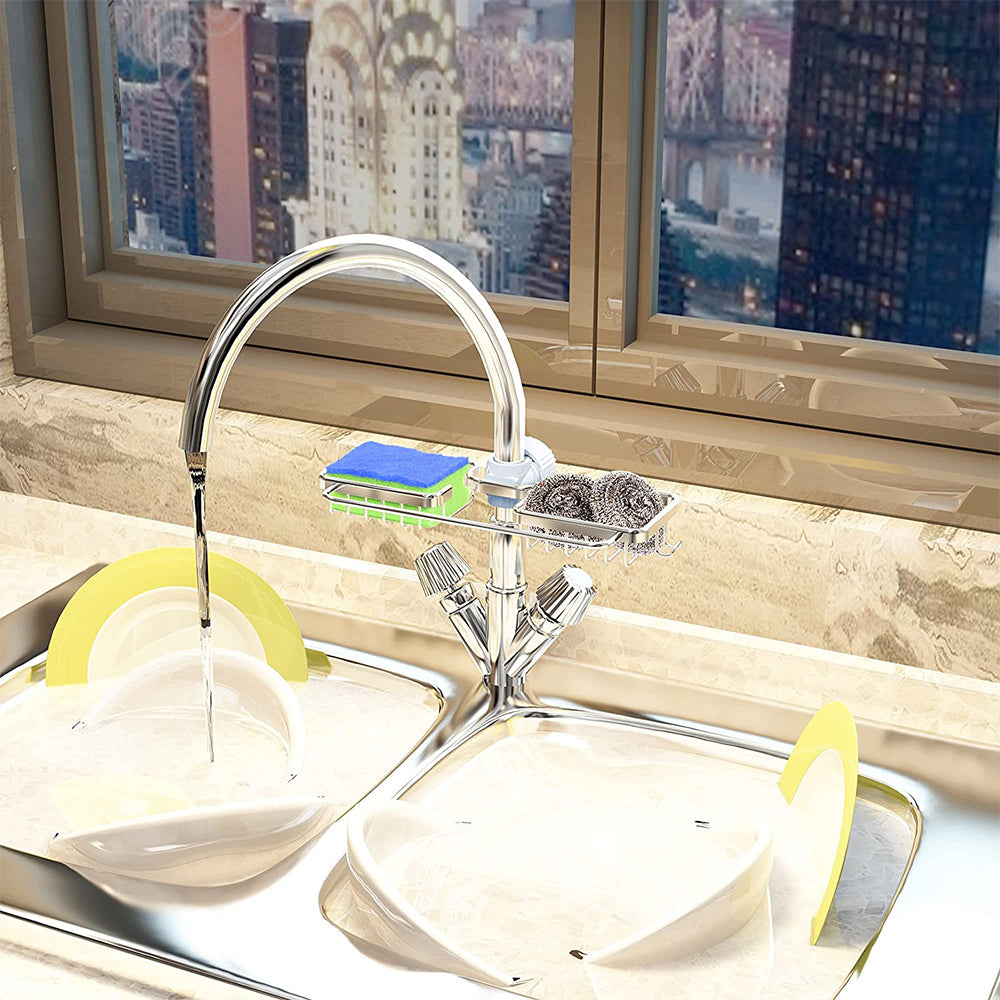 Over Faucet Kitchen Sink Organizer Brush Sponge Holder