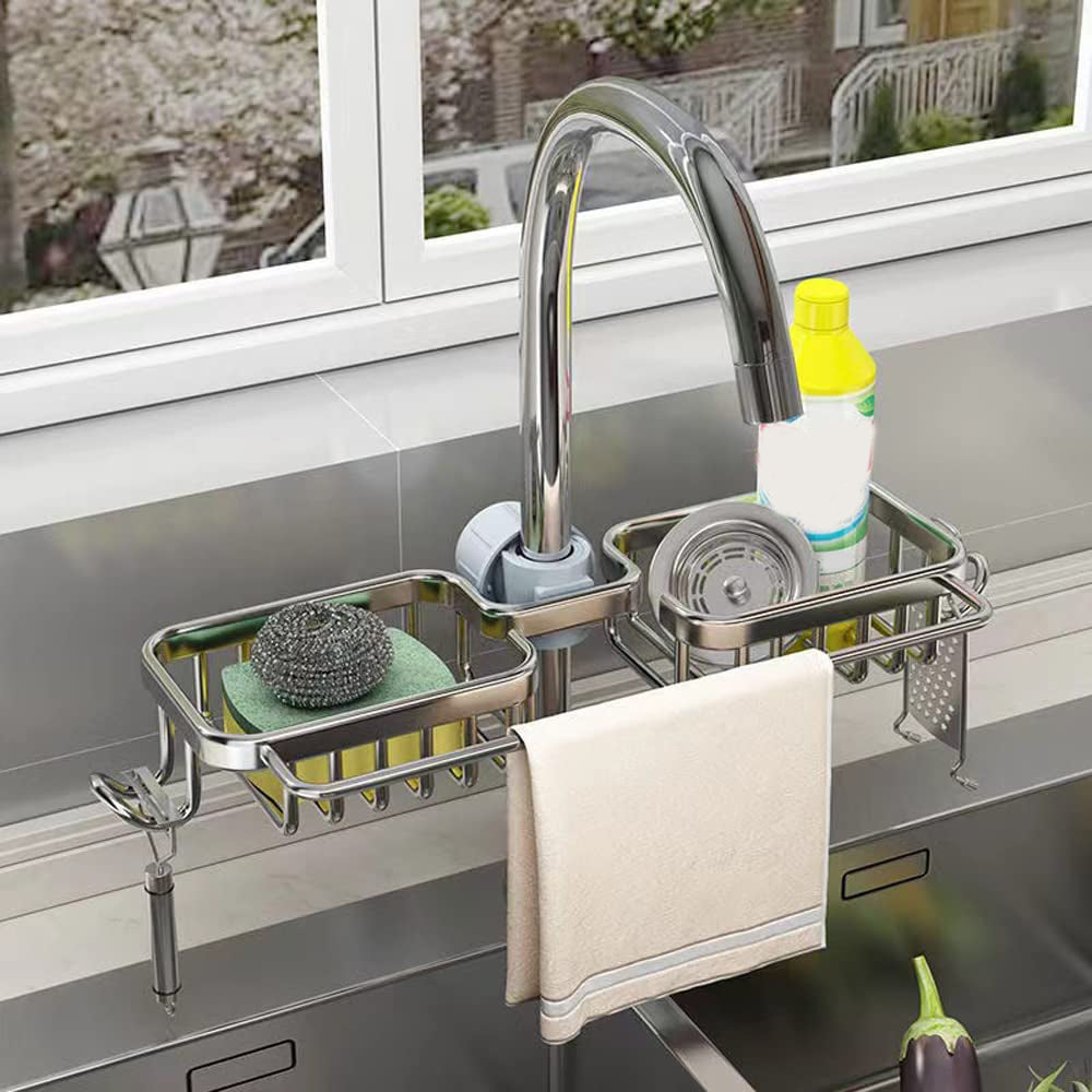 Over Faucet Kitchen Sink Organizer Brush Sponge Holder
