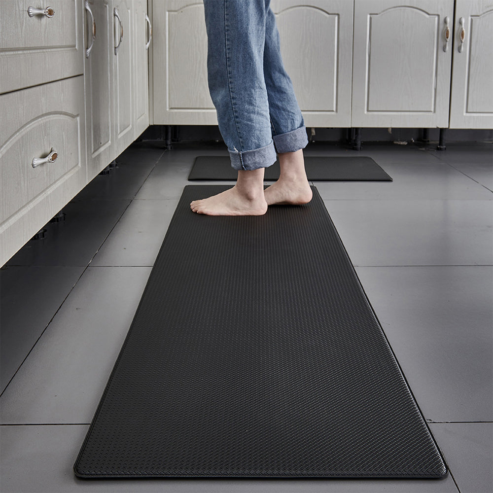 120x45cm PU Leather Non slip Kitchen Door Mat Black