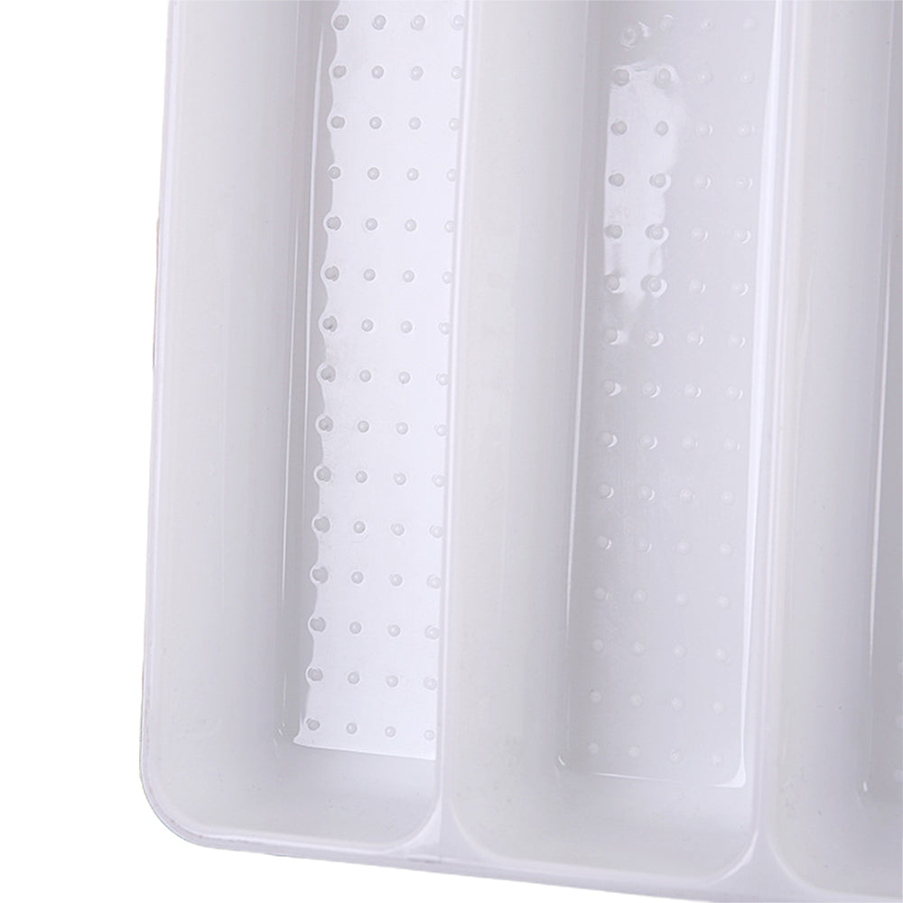 2Pcs 5 Slot Kitchen Cutlery Tray Organiser White