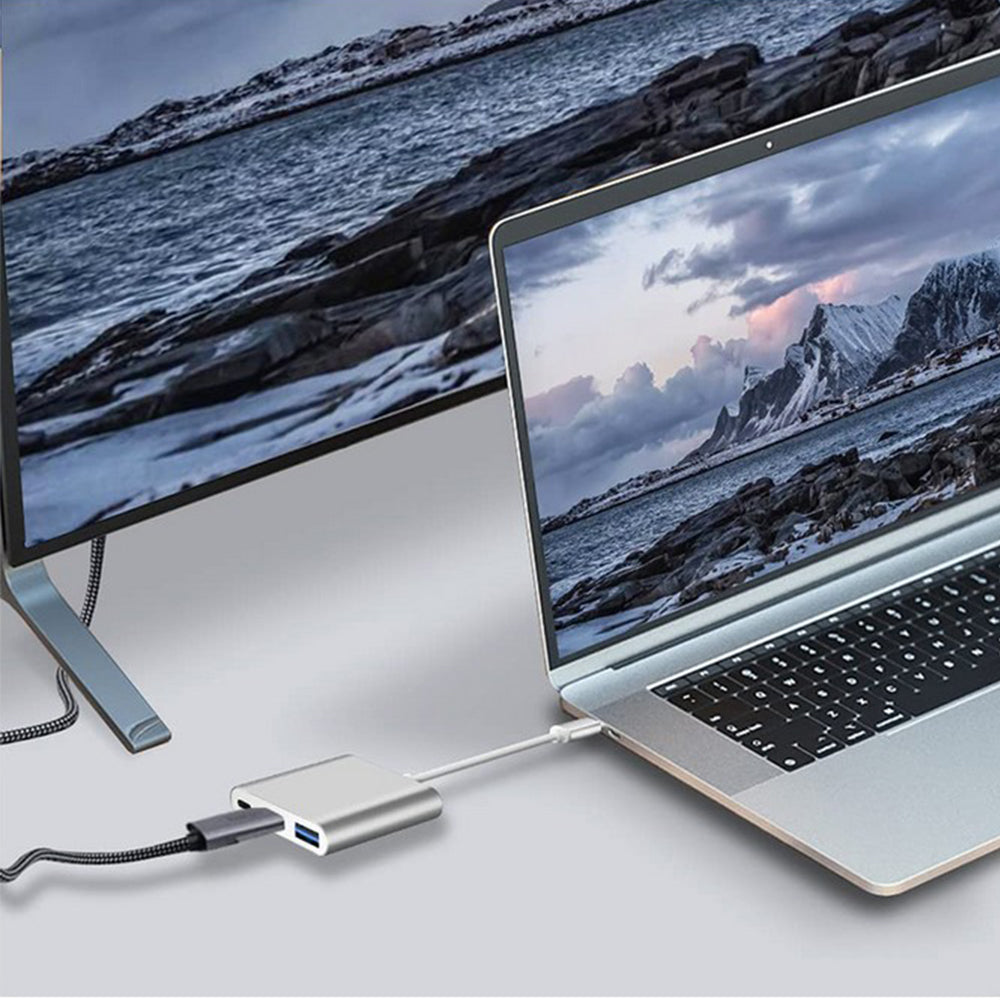 1Pcs 3 in 1 Hub Type C to USB Adapter Converter for MacBook