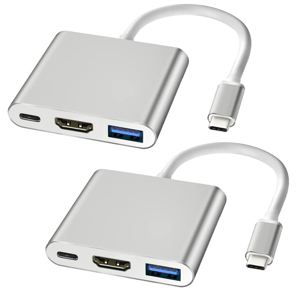 2Pcs 3 in 1 Hub Type C to USB Adapter Converter for MacBook