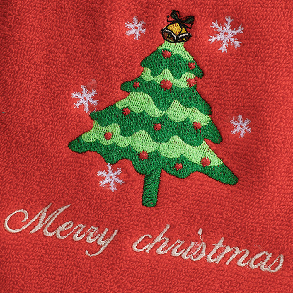 2Pcs Christmas Embroidered Cotton Towels with Christmas Box