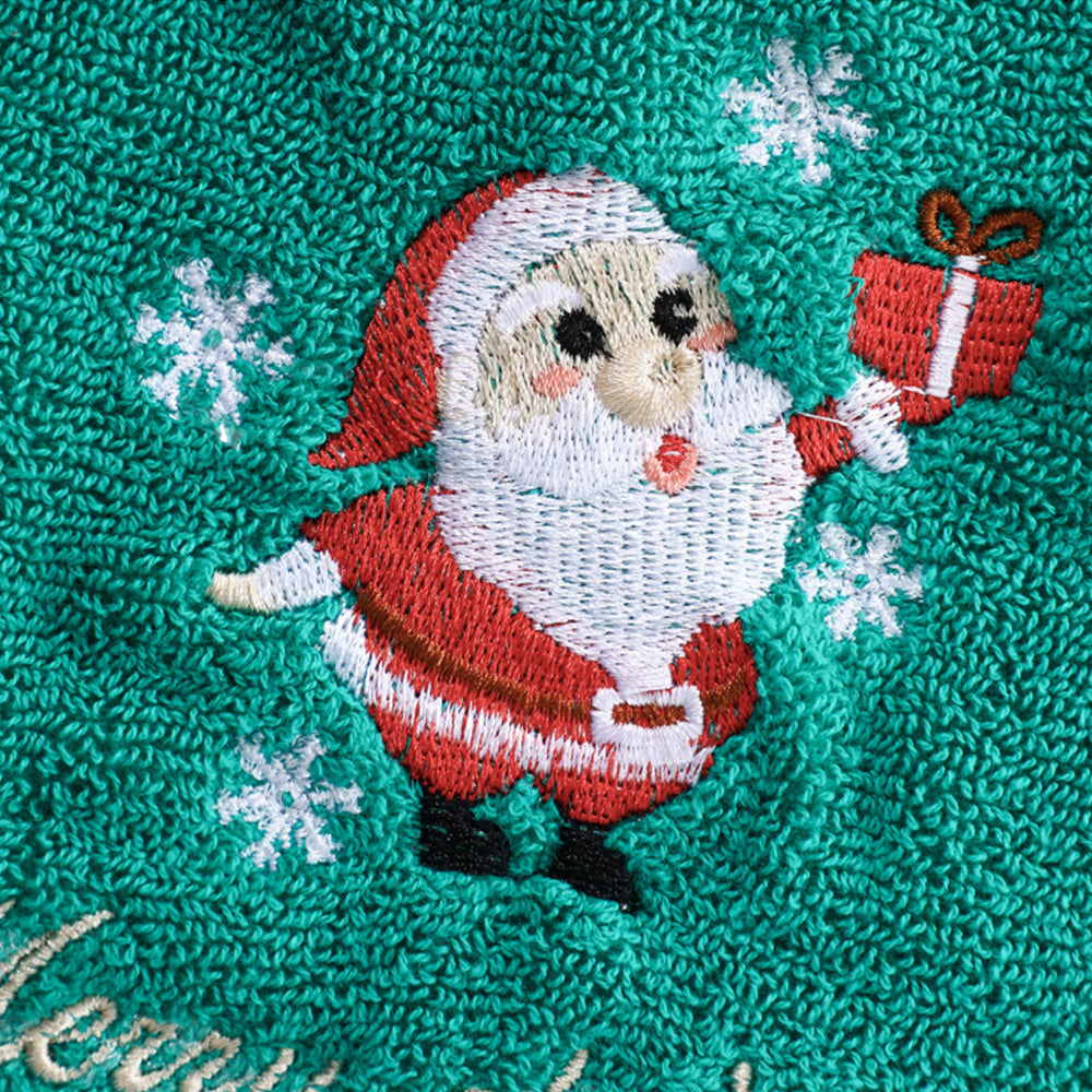 2Pcs Christmas Embroidered Cotton Towels with Christmas Box