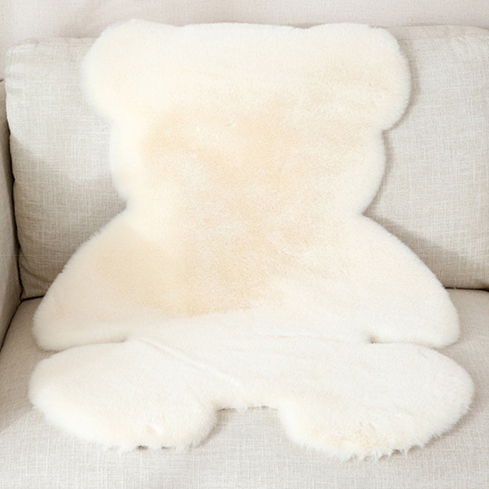 80x60cm Bear Shaped Plush Rug Door Mat Beige