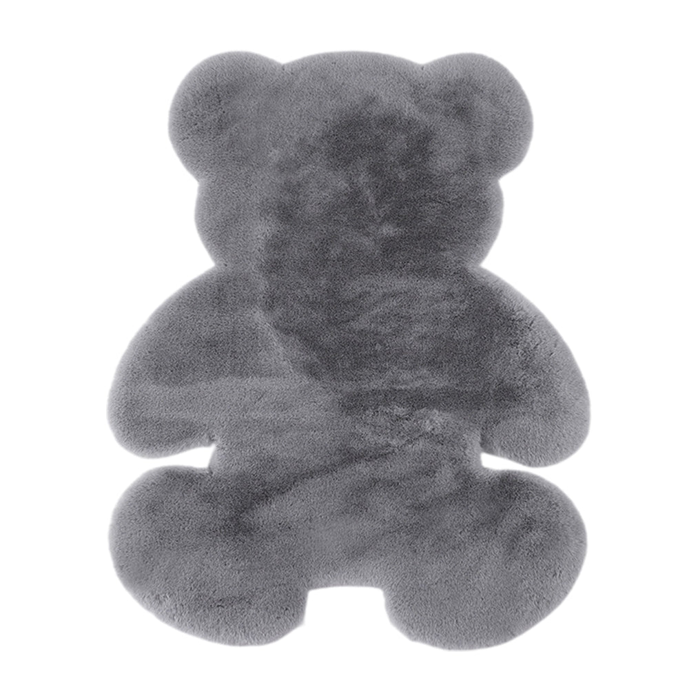 105x75cm Bear Shaped Plush Rug Door Mat Grey