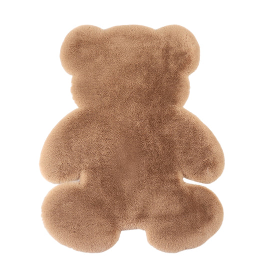 80x60cm Bear Shaped Plush Rug Door Mat Khaki